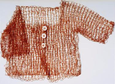 copper knitted cardigan by Annie Ridd